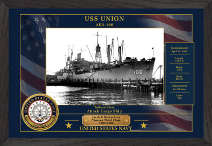 USS Union AKA-106 Framed Patriotic Photo