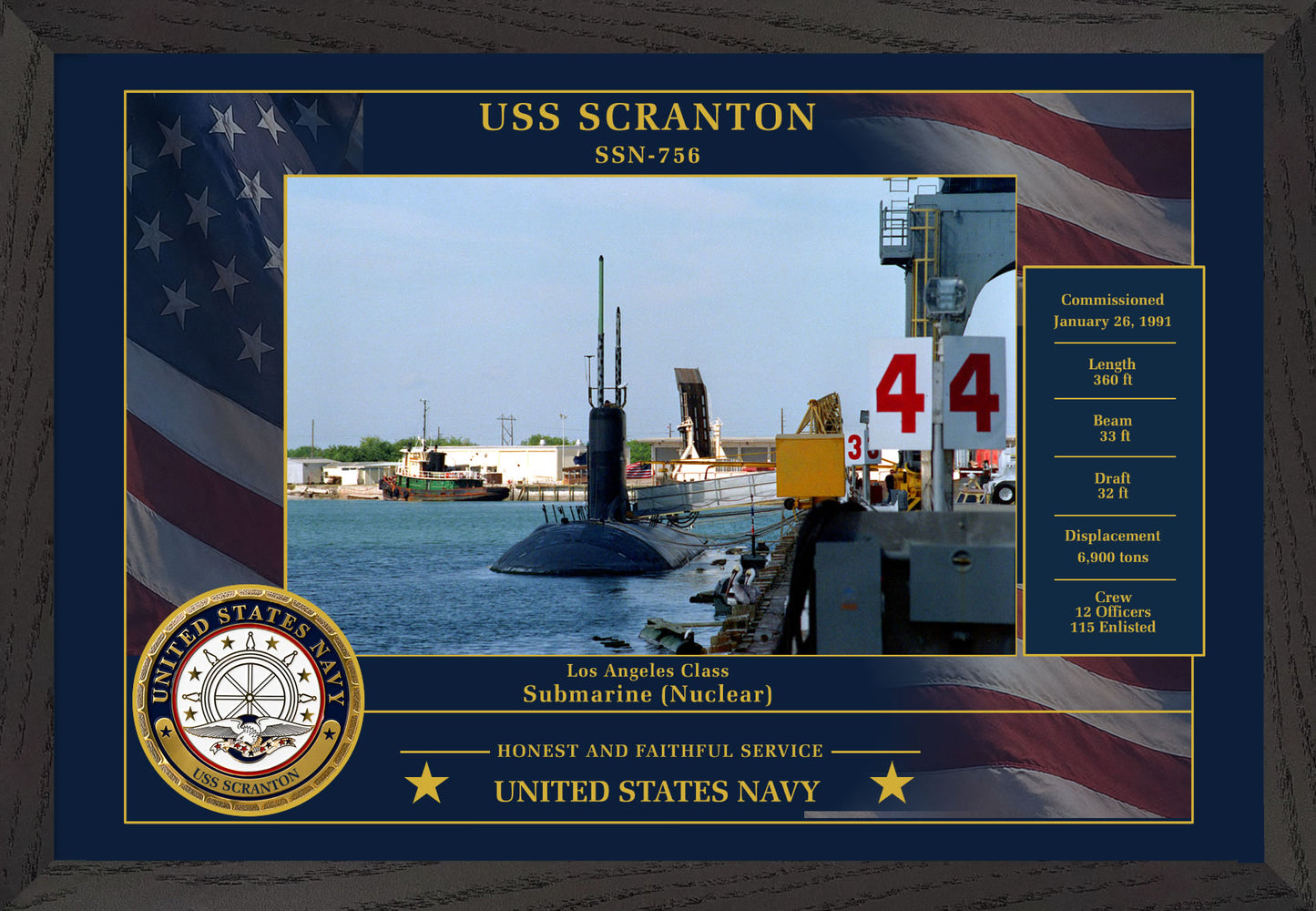 USS Scranton SSN-756 Framed Patriotic Photo