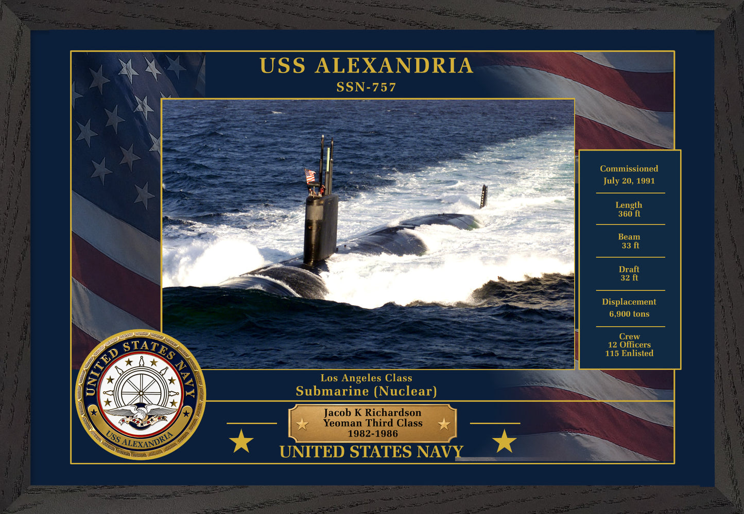 USS Alexandria SSN-757 Framed Patriotic Photo