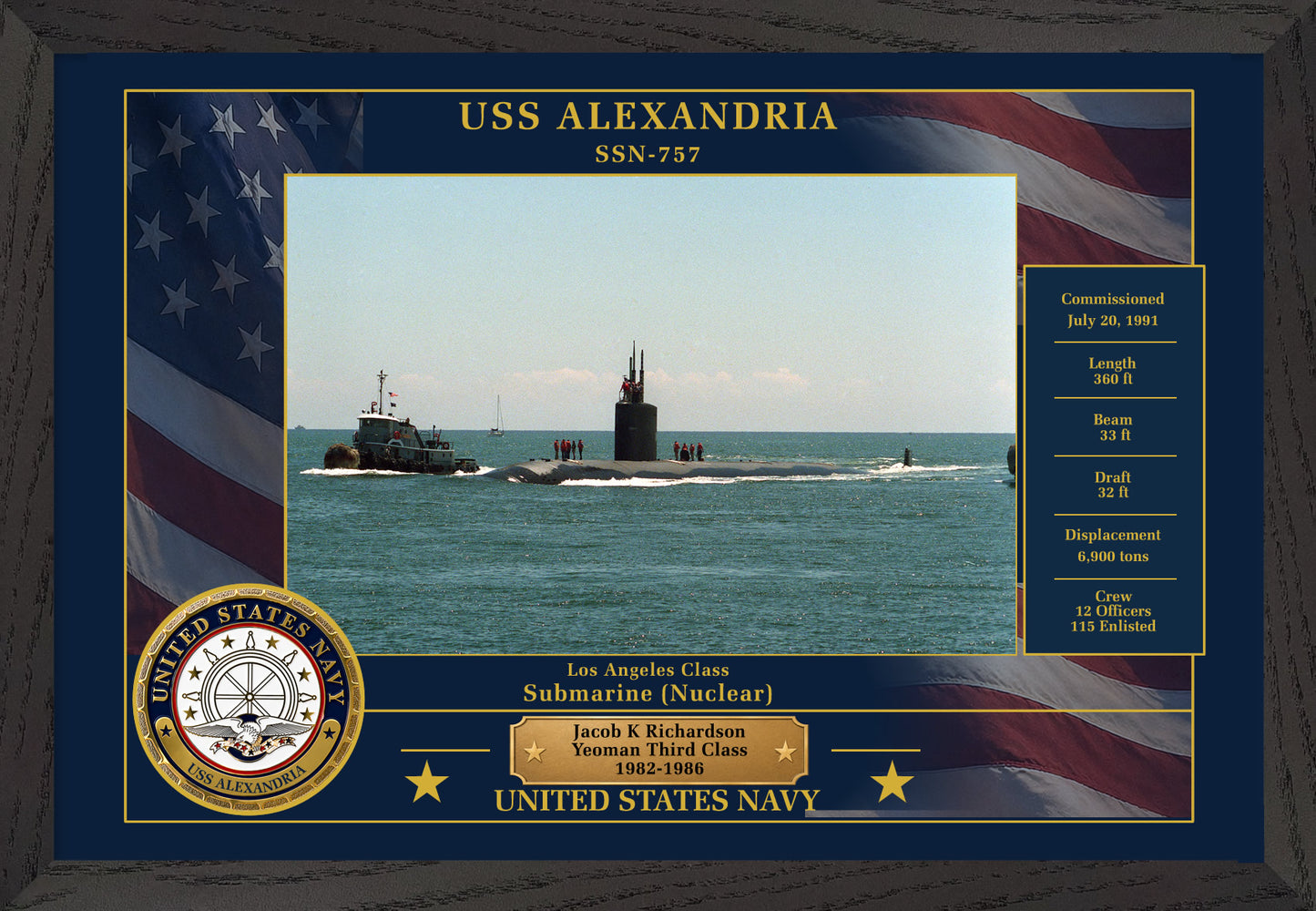 USS Alexandria SSN-757 Framed Patriotic Photo