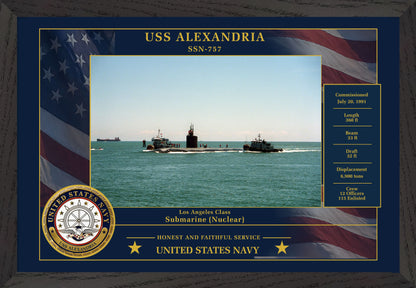 USS Alexandria SSN-757 Framed Patriotic Photo