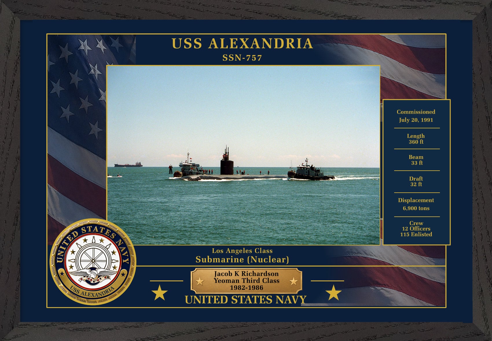 USS Alexandria SSN-757 Framed Patriotic Photo