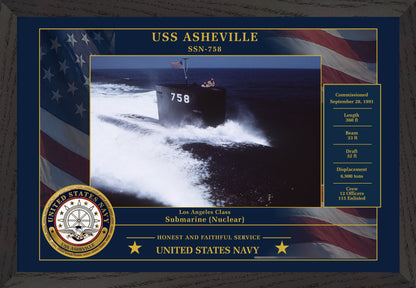 USS Asheville SSN-758 Framed Patriotic Photo