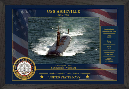 USS Asheville SSN-758 Framed Patriotic Photo
