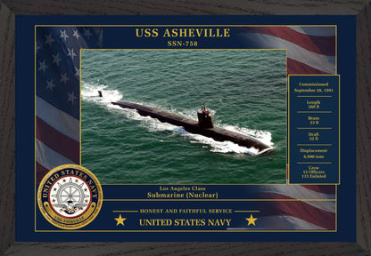 USS Asheville SSN-758 Framed Patriotic Photo