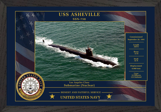 USS Asheville SSN-758 Framed Patriotic Photo