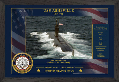 USS Asheville SSN-758 Framed Patriotic Photo