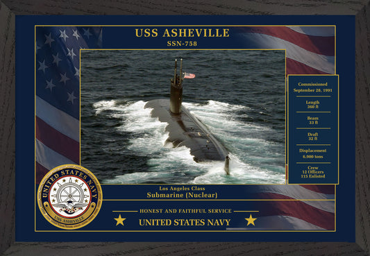 USS Asheville SSN-758 Framed Patriotic Photo