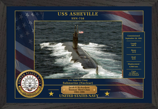 USS Asheville SSN-758 Framed Patriotic Photo