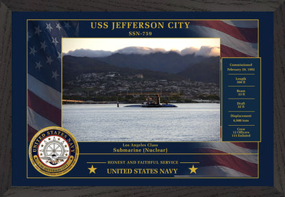USS Jefferson City SSN-759 Framed Patriotic Photo