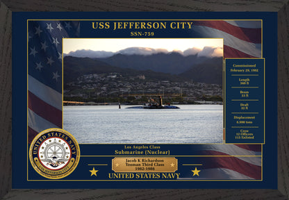USS Jefferson City SSN-759 Framed Patriotic Photo