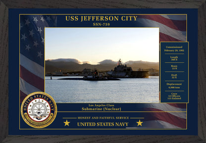 USS Jefferson City SSN-759 Framed Patriotic Photo