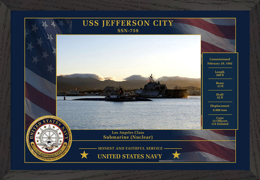 USS Jefferson City SSN-759 Framed Patriotic Photo