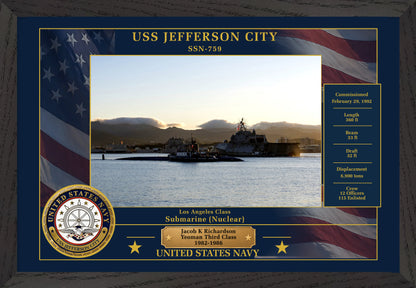 USS Jefferson City SSN-759 Framed Patriotic Photo