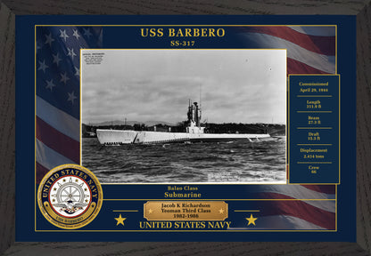 USS Barbero SS-317 Framed Patriotic Photo