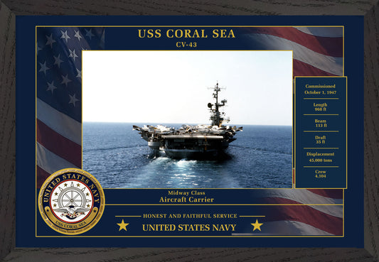 USS Coral Sea CV-43 Framed Patriotic Photo