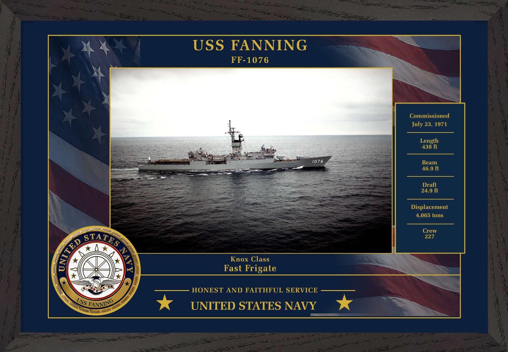 USS Fanning FF-1076 Framed Patriotic Photo