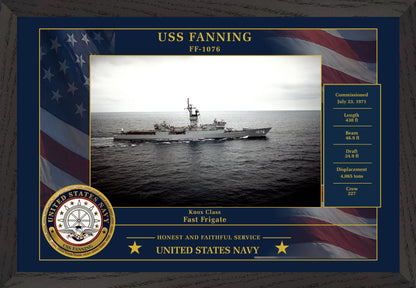 USS Fanning FF-1076 Framed Patriotic Photo