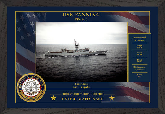 USS Fanning FF-1076 Framed Patriotic Photo