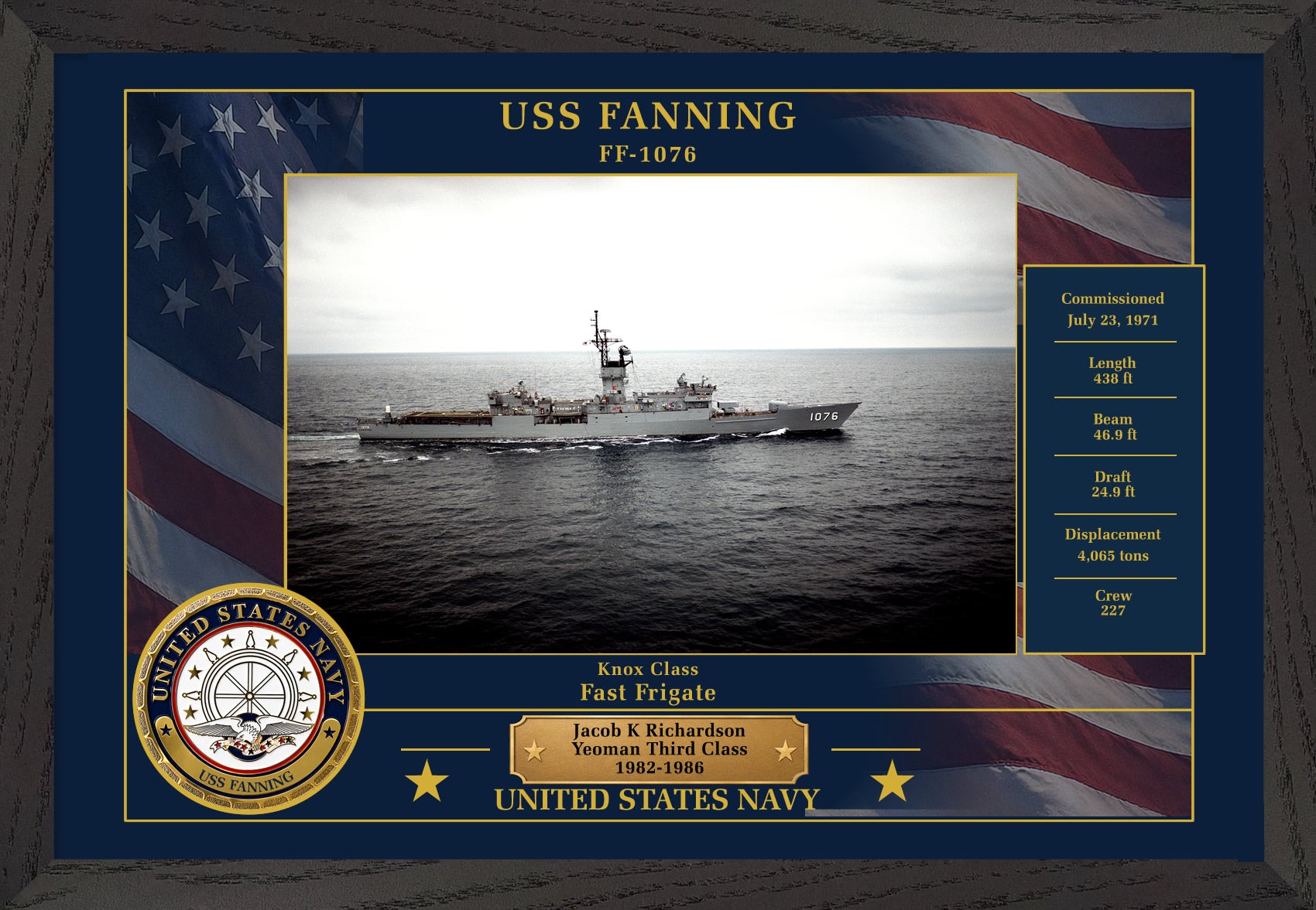 USS Fanning FF-1076 Framed Patriotic Photo
