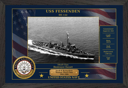 USS Fessenden DE-142 Framed Patriotic Photo