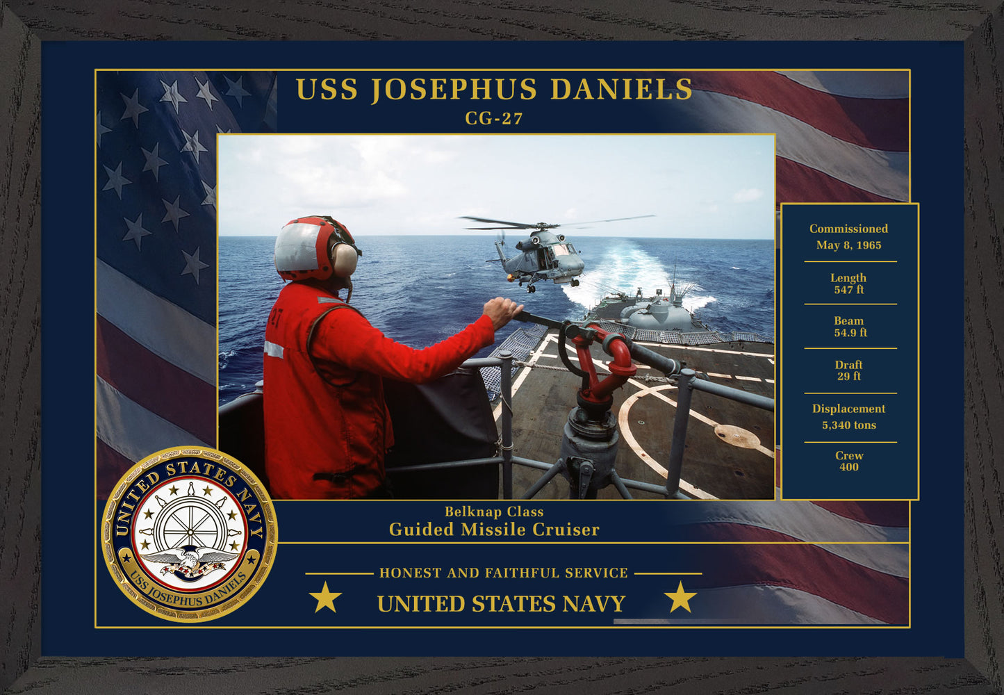 USS Josephus Daniels CG-27 Framed Patriotic Photo