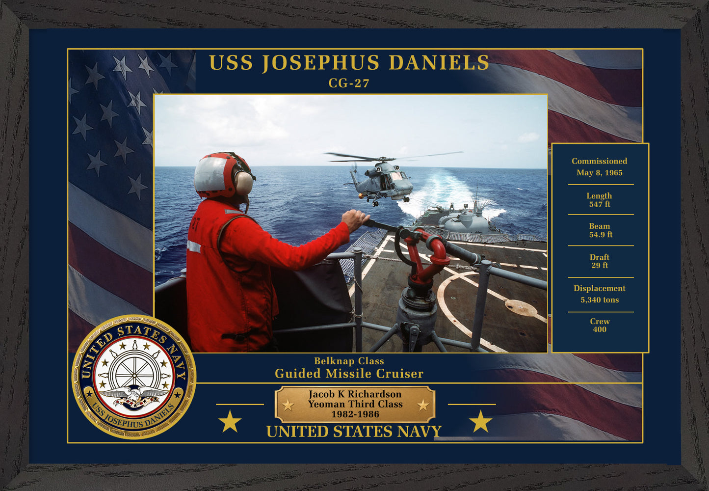 USS Josephus Daniels CG-27 Framed Patriotic Photo