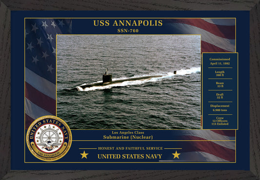 USS Annapolis SSN-760 Framed Patriotic Photo