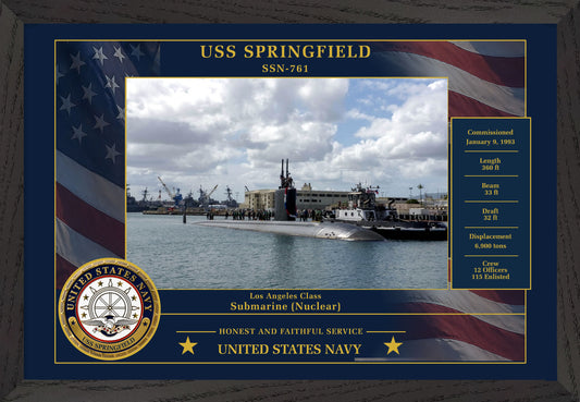 USS Springfield SSN-761 Framed Patriotic Photo