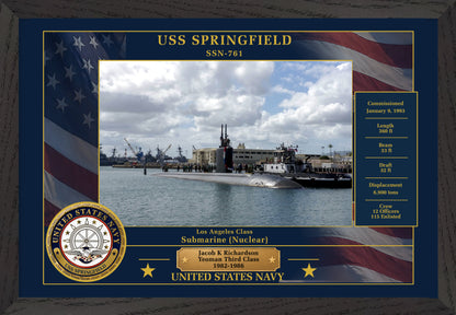 USS Springfield SSN-761 Framed Patriotic Photo