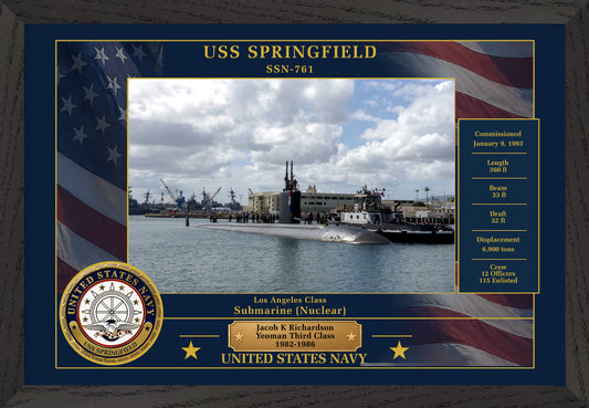 USS Springfield SSN-761 Framed Patriotic Photo