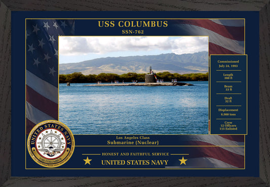 USS Columbus SSN-762 Framed Patriotic Photo