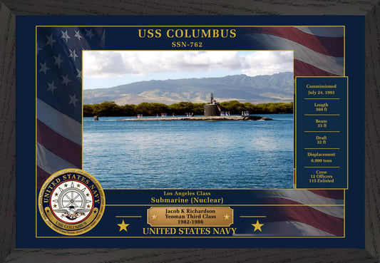 USS Columbus SSN-762 Framed Patriotic Photo