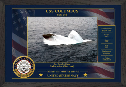 USS Columbus SSN-762 Framed Patriotic Photo