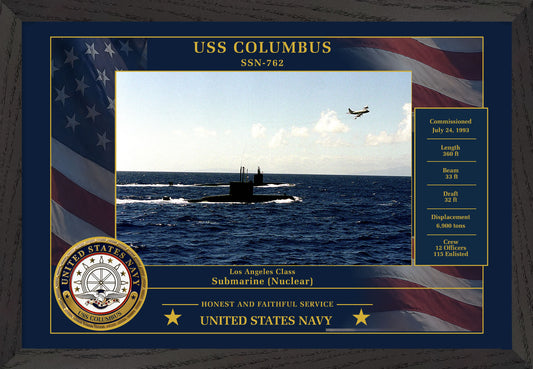 USS Columbus SSN-762 Framed Patriotic Photo