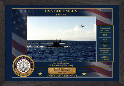 USS Columbus SSN-762 Framed Patriotic Photo