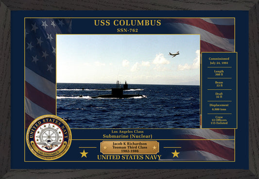 USS Columbus SSN-762 Framed Patriotic Photo