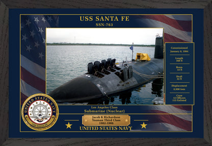 USS Santa Fe SSN-763 Framed Patriotic Photo