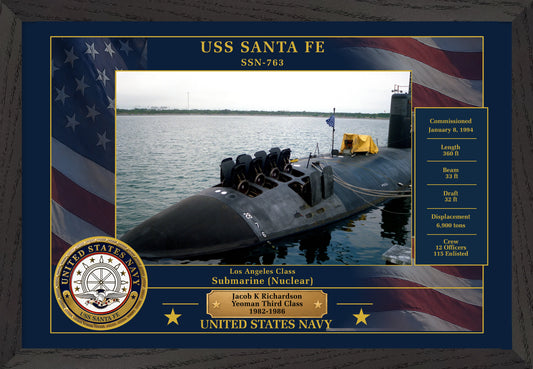 USS Santa Fe SSN-763 Framed Patriotic Photo