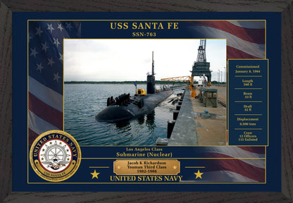 USS Santa Fe SSN-763 Framed Patriotic Photo