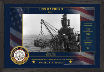 USS Barbero SS-317 Framed Patriotic Photo