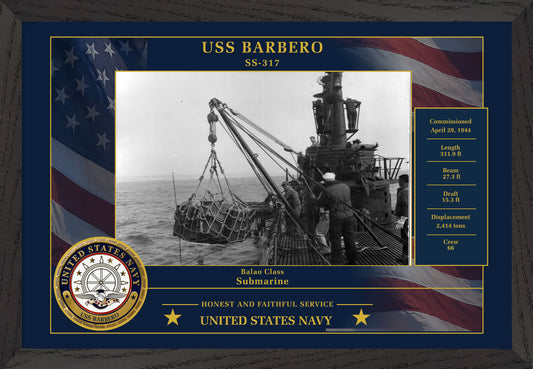 USS Barbero SS-317 Framed Patriotic Photo