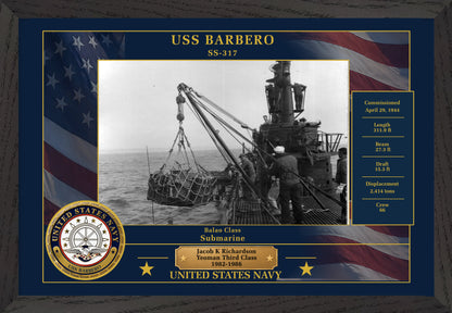 USS Barbero SS-317 Framed Patriotic Photo