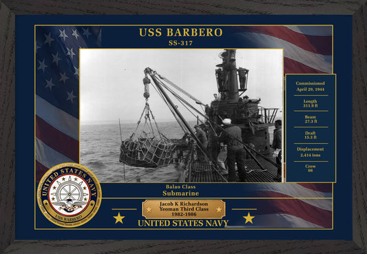 USS Barbero SS-317 Framed Patriotic Photo