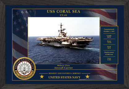 USS Coral Sea CV-43 Framed Patriotic Photo