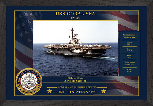 USS Coral Sea CV-43 Framed Patriotic Photo