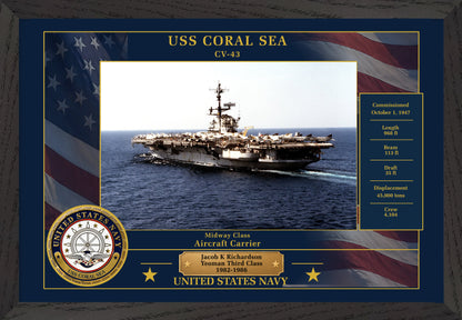 USS Coral Sea CV-43 Framed Patriotic Photo