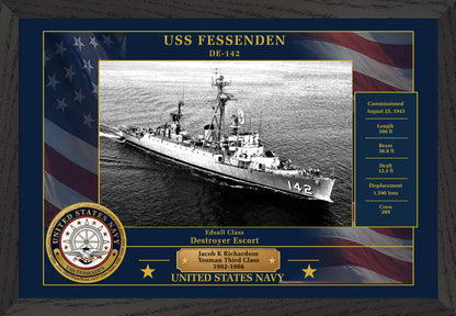 USS Fessenden DE-142 Framed Patriotic Photo