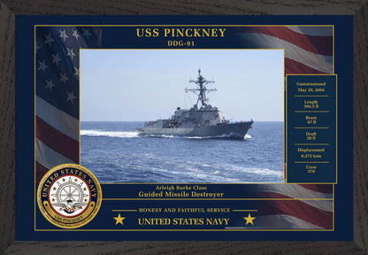 USS Pinckney DDG-91 Framed Patriotic Photo