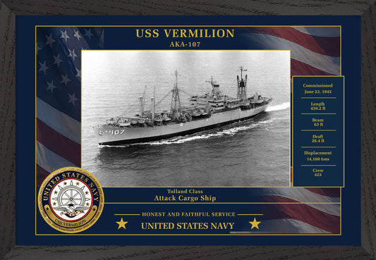 USS Vermilion AKA-107 Framed Patriotic Photo